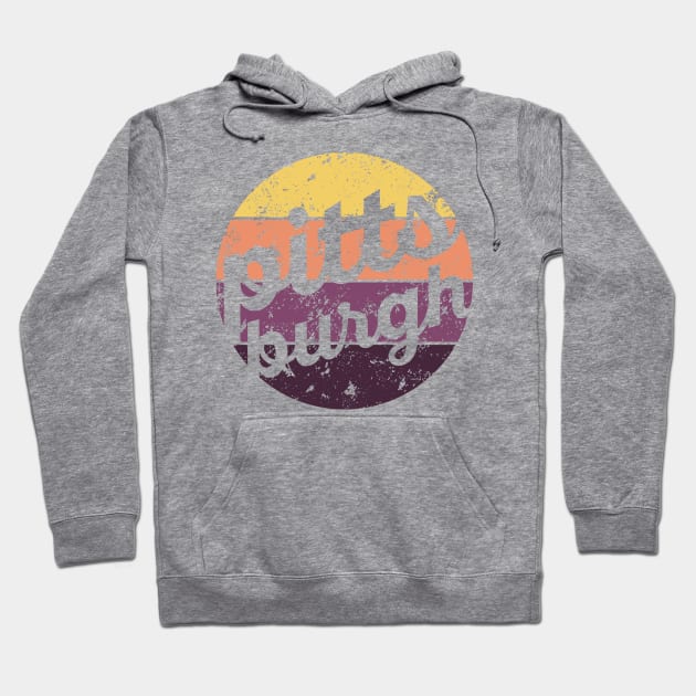 Pittsburgh Retro Fan Throwback Lettering Hoodie by polliadesign